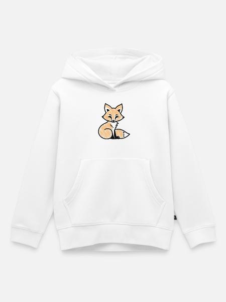 Renard roux (noir) - Sweat Premium à capuche enfant bio - blanc