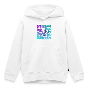 POLITIK HALTUNG - DEMOKRATIE WÄHLEN GEHEN - Kinder Premium Organic Hoodie - Weiß - Vorne - AI Model Kid Female (0cm)