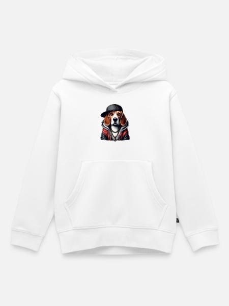 Beagle Gangsta Hund Cappy Geschenk - Kinder Premium Organic Hoodie - Weiß