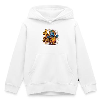 Vier Jahre kleiner süßer Roboter Kindergeburtstag. - Kinder Premium Organic Hoodie - Weiß - Vorne - AI Model Kid Female (0cm)