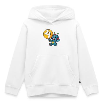 Finally 4 Years Four Fourth Birthday Robot - Kids Premium Organic Hoodie - white - Front - AI Model Kid Female (0cm)