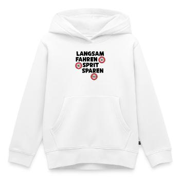 Déclaration de ravitaillement en carburant de la station-service Moteur à essence - Sweat Premium à capuche enfant bio - blanc - Devant - AI Model Kid Female (0cm)