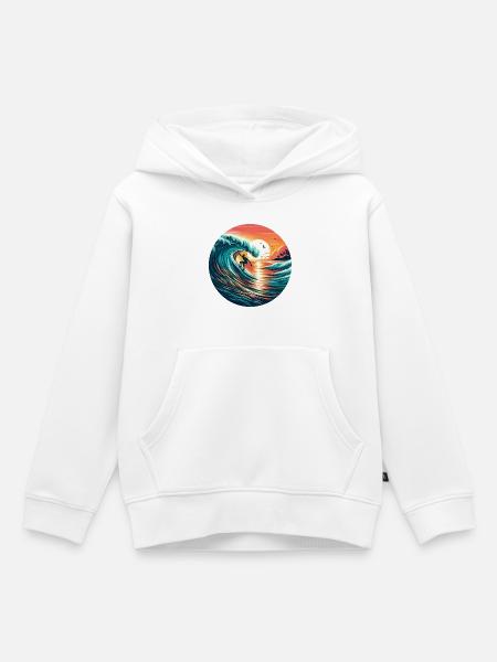 Sunset Surfer - Kinder Premium Organic Hoodie - Weiß