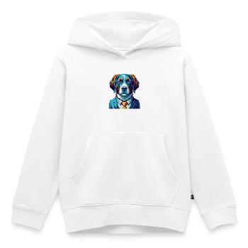 Braque Saint Germain Chien Race Dessin Animé Kawaii - Sweat Premium à capuche enfant bio - blanc - Devant - AI Model Kid Female (0cm)