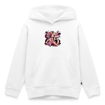 45 ans fée elfe anniversaire cadeau d’anniversaire - Sweat Premium à capuche enfant bio - blanc - Devant - AI Model Kid Female (0cm)
