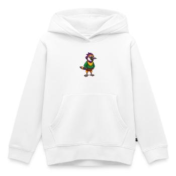 Jay Bird Drôle Kawaii Dessin animé Personnage Clipart - Sweat Premium à capuche enfant bio - blanc - Devant - AI Model Kid Female (0cm)