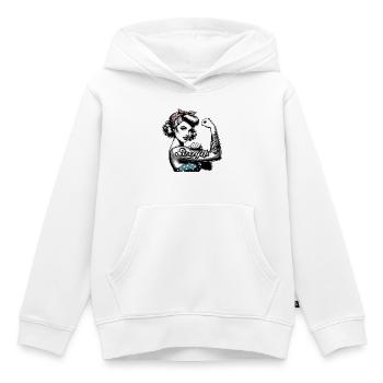 Strength Strong Woman Rockabilly Gift - Kids Premium Organic Hoodie - white - Front - AI Model Kid Female (0cm)