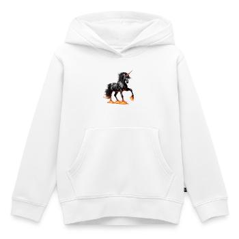 La puissante licorne noire - Sweat Premium à capuche enfant bio - blanc - Devant - AI Model Kid Female (0cm)