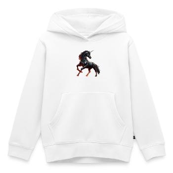 La puissante licorne noire - Sweat Premium à capuche enfant bio - blanc - Devant - AI Model Kid Female (0cm)