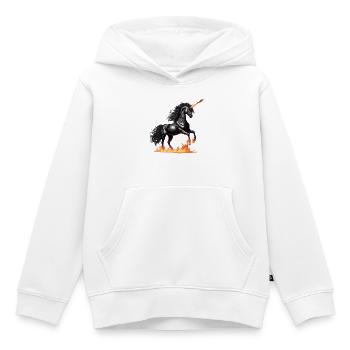 La puissante licorne noire - Sweat Premium à capuche enfant bio - blanc - Devant - AI Model Kid Female (0cm)