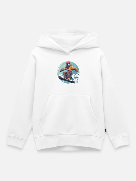 Snowboarding Grafik - Kinder Premium Organic Hoodie - Weiß