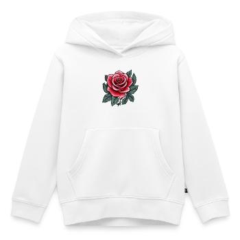Tatouage Rose Fleur de Rose - Sweat Premium à capuche enfant bio - blanc - Devant - AI Model Kid Female (0cm)