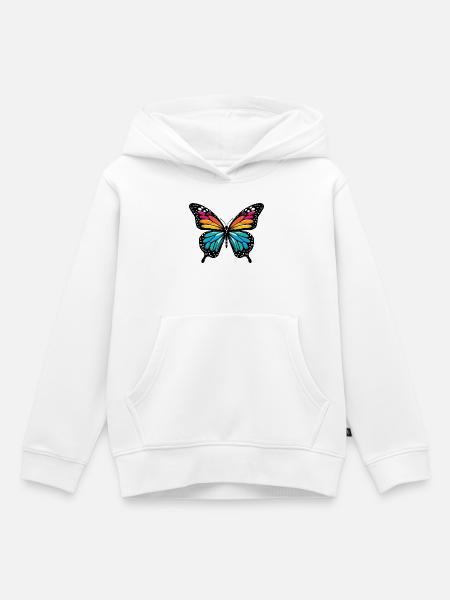 Schmetterling - Kinder Premium Organic Hoodie - Weiß
