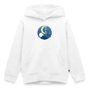 Loup blanc et vision de lune - Sweat Premium à capuche enfant bio - blanc - Devant - AI Model Kid Female (0cm)