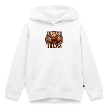 Cadeau de câlins gratuits en peluche - Sweat Premium à capuche enfant bio - blanc - Devant - AI Model Kid Female (0cm)