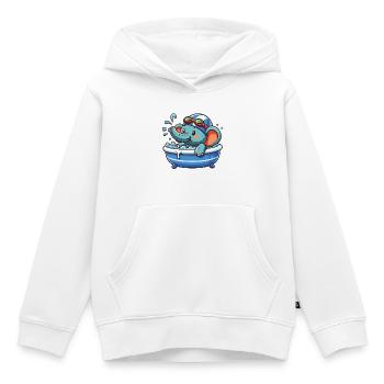 Éléphant dans la salle de bain avec lunettes de plongée - Sweat Premium à capuche enfant bio - blanc - Devant - AI Model Kid Female (0cm)