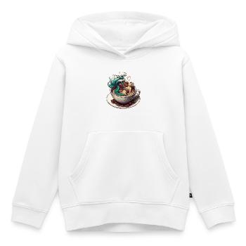 Sirène Sirène Bain dans le Café Cadeau - Sweat Premium à capuche enfant bio - blanc - Devant - AI Model Kid Female (0cm)