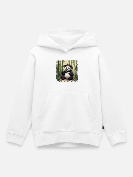 Panda isst! - Kinder Premium Organic Hoodie - Weiß