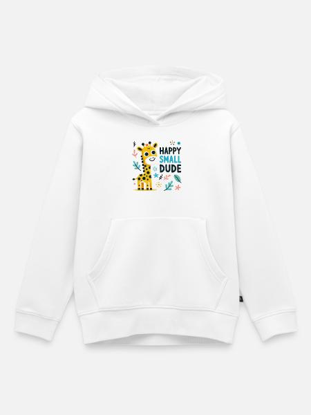Whimsical Giraffe Happy Small Dude Design - Kids Premium Organic Hoodie - white
