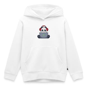 Gaming Panda mit gelbem Headset - Kinder Premium Organic Hoodie - Weiß - Vorne - AI Model Kid Female (0cm)