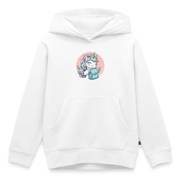 Einhorn Pastell Unicorn mit Schulranzen - Kinder Premium Organic Hoodie - Weiß - Vorne - AI Model Kid Female (0cm)