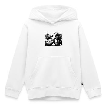 Bourse Marché boursier Bull Bull Bear Cadeau - Sweat Premium à capuche enfant bio - blanc - Devant - AI Model Kid Female (0cm)