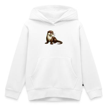 Loutre - Sweat Premium à capuche enfant bio - blanc - Devant - AI Model Kid Female (0cm)