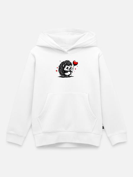 Igel mit Herz Luftballon - Heartful Creatures - Kinder Premium Organic Hoodie - Weiß