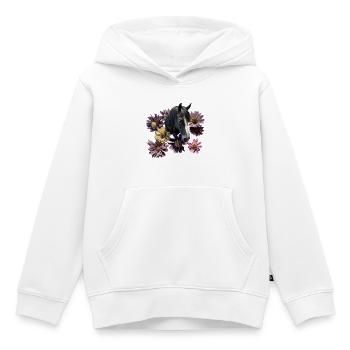 Pferdekopf Flower - Kinder Premium Organic Hoodie - Weiß - Vorne - AI Model Kid Female (0cm)