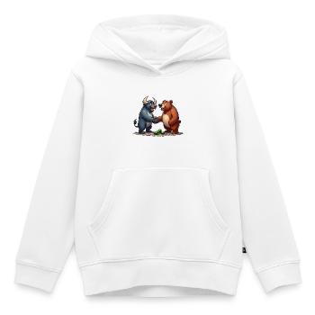 Marché boursier Taureau Ours Poignée de main Profit Cadeau - Sweat Premium à capuche enfant bio - blanc - Devant - AI Model Kid Female (0cm)