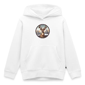 Hirsch im Winter - Kinder Premium Organic Hoodie - Weiß - Vorne - AI Model Kid Female (0cm)