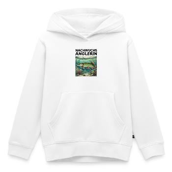 Pike - Young Angler - Kids Premium Organic Hoodie - white - Front - AI Model Kid Female (0cm)