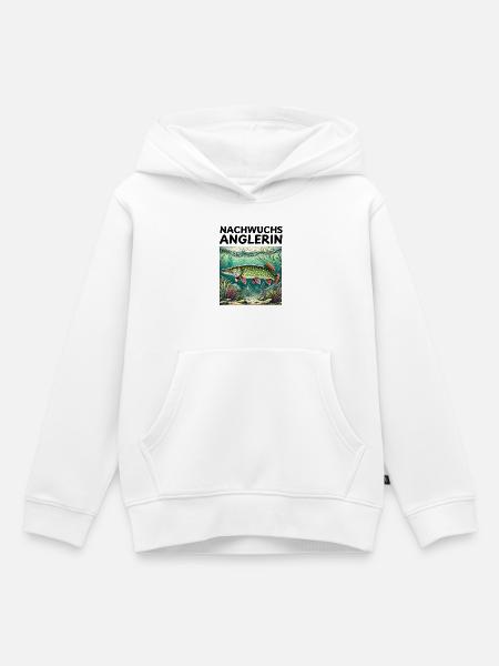 Hecht - Nachwuchs Anglerin - Kinder Premium Organic Hoodie - Weiß
