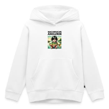 Young angler - Kids Premium Organic Hoodie - white - Front - AI Model Kid Female (0cm)