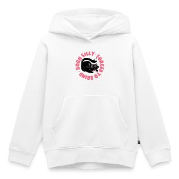 Né idiot, forcé de moudre – Drôle de chat - Sweat Premium à capuche enfant bio - blanc - Devant - AI Model Kid Female (0cm)