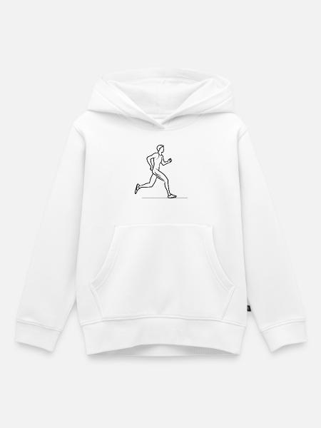 Jogger Junge Strichzeichnung - Kinder Premium Organic Hoodie - Weiß