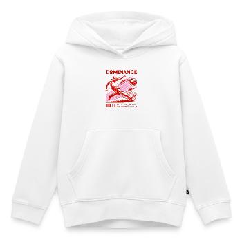 Dynamischer Fußballschuss – Dominanz auf Spielfeld - Kinder Premium Organic Hoodie - Weiß - Vorne - AI Model Kid Female (0cm)