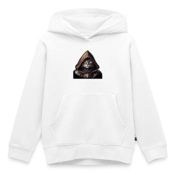 Chevalier Chat - Sweat Premium à capuche enfant bio - blanc - Devant - AI Model Kid Female (0cm)