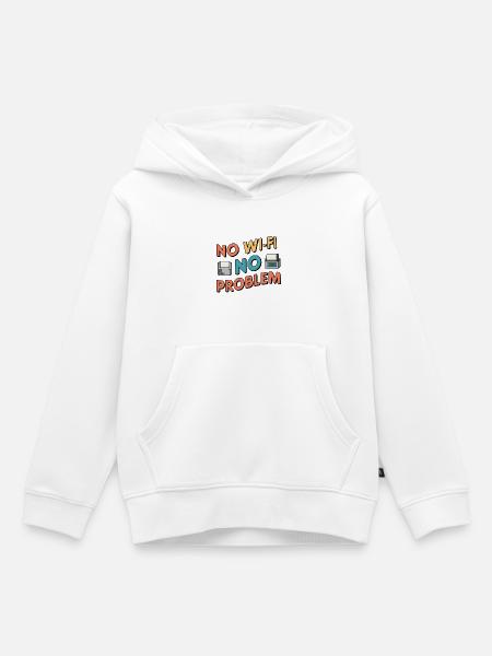 No Wi-Fi, No Problem - Kinder Premium Organic Hoodie - Weiß