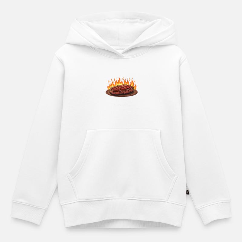 Chef-d’œuvre du gril en cours - Sweat Premium à capuche enfant bio - blanc