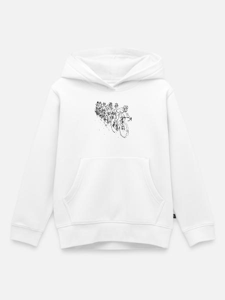 Radfahrer Strichzeichnung - Kinder Premium Organic Hoodie - Weiß