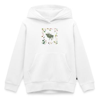 Cerf aux feuilles d’automne - Sweat Premium à capuche enfant bio - blanc - Devant - AI Model Kid Female (0cm)