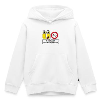 40e anniversaire, plus de 40 ans aucune raison de .......... - Sweat Premium à capuche enfant bio - blanc - Devant - AI Model Kid Female (0cm)