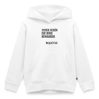 IRONIE RUHE BEWAHREN - Kinder Premium Organic Hoodie - Weiß - Vorne - AI Model Kid Female (0cm)
