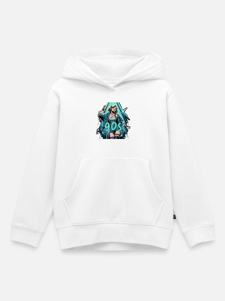 Frau tanzt Tanzen 90er Retro Disco Disko Geschenk - Hoodie Premium barn ekologisk - vit