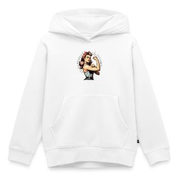 Strong Woman Shows Strength Rockabilly Style Gift - Kids Premium Organic Hoodie - white - Front - AI Model Kid Female (0cm)