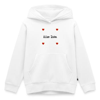 ABSCHIED GLÜCKWÜNSCHE ALLES LIEBE - Kinder Premium Organic Hoodie - Weiß - Vorne - AI Model Kid Female (0cm)