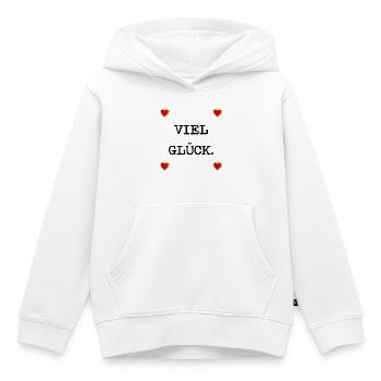 HERZ GLÜCKWÜNSCHE VIEL GLÜCK - Kinder Premium Organic Hoodie - Weiß - Vorne - AI Model Kid Female (0cm)