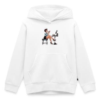 Frau Rockabilly Schminke schminken Retro Geschenk - Kinder Premium Organic Hoodie - Weiß - Vorne - AI Model Kid Female (0cm)