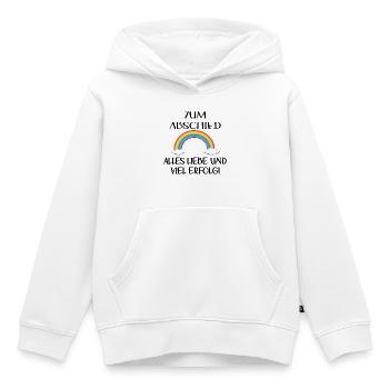 ABSCHIED VIEL ERFOLG - REGENBOGEN - Kinder Premium Organic Hoodie - Weiß - Vorne - AI Model Kid Female (0cm)